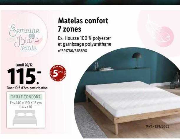 matelas confort 7 zones