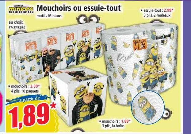 mouchoirs ou essuie-tout motifs minions