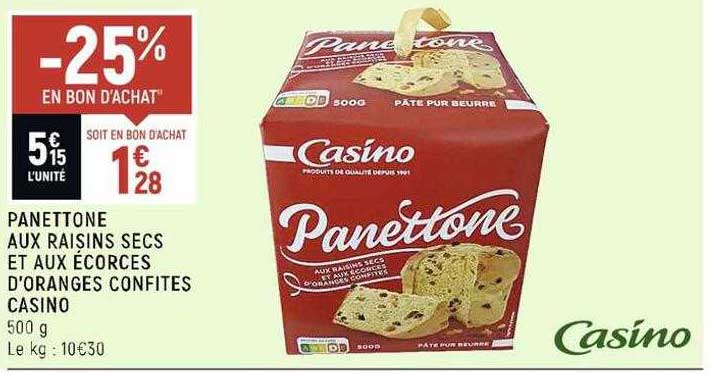 panettone aux raisins secs et aux écorces d'oranges confites casino