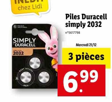 piles duracell simply 2032