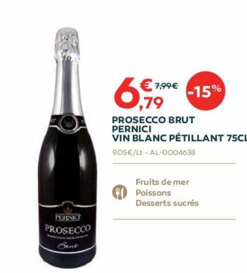 prosecco brut pernici vin blanc pétillant 75cl