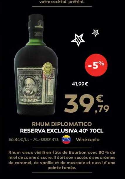 rhum diplomatico reserva exclusiva 40° 70cl