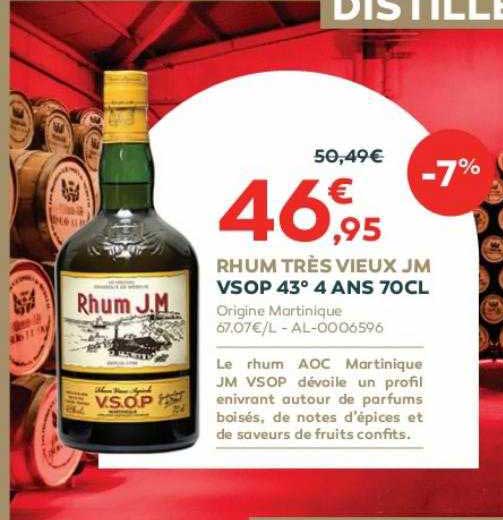 rhum très vieux jm vsop 43° 4 ans 70cl
