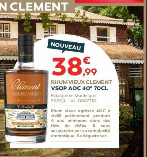 rhum vieux clément vsop aoc 40° 70cl