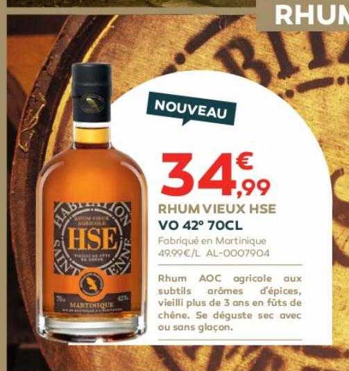 rhum vieux hse vo 42° 70cl