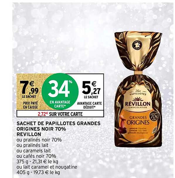sachet de papillotes grandes origines noir 70%  révillon