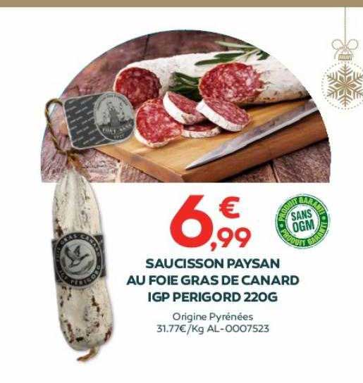 saucisson paysan au foie gras de canard igp périgord 220 g