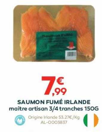 saumon fumé irlande maître artisan 3-4 tranches 150 g
