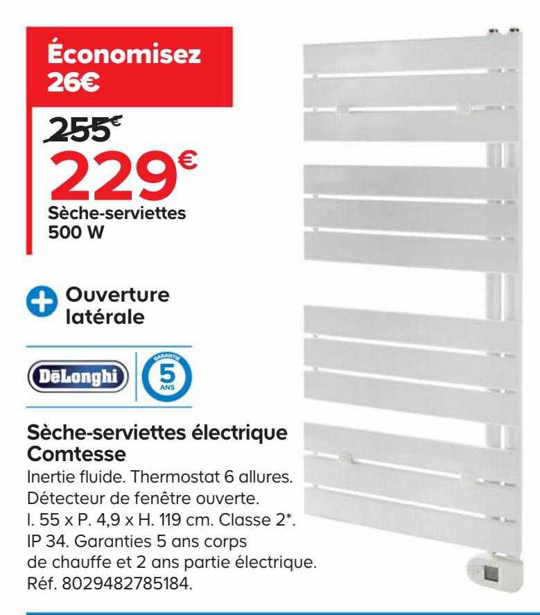 sèche-serviettes électrique comtesse 500 w dëlonghi
