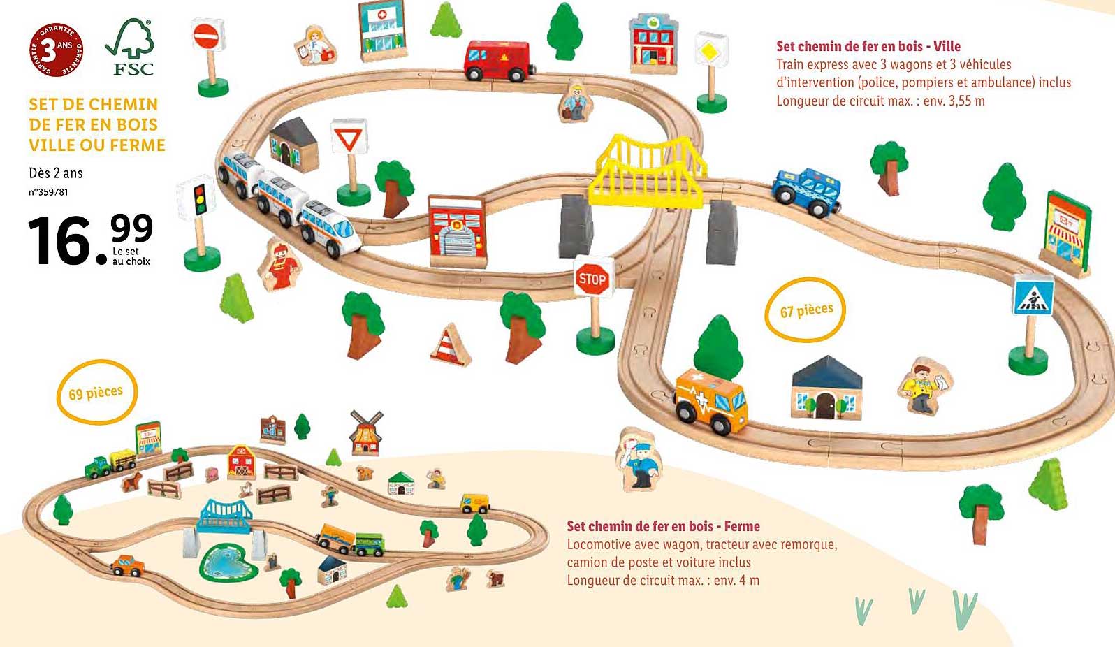 set de chemin de fer en bois ville ou ferme