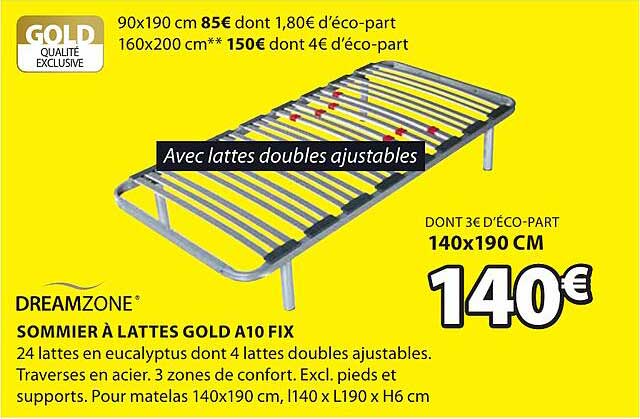 Sommier à Lattes Gold A10 Fix Dreamzone