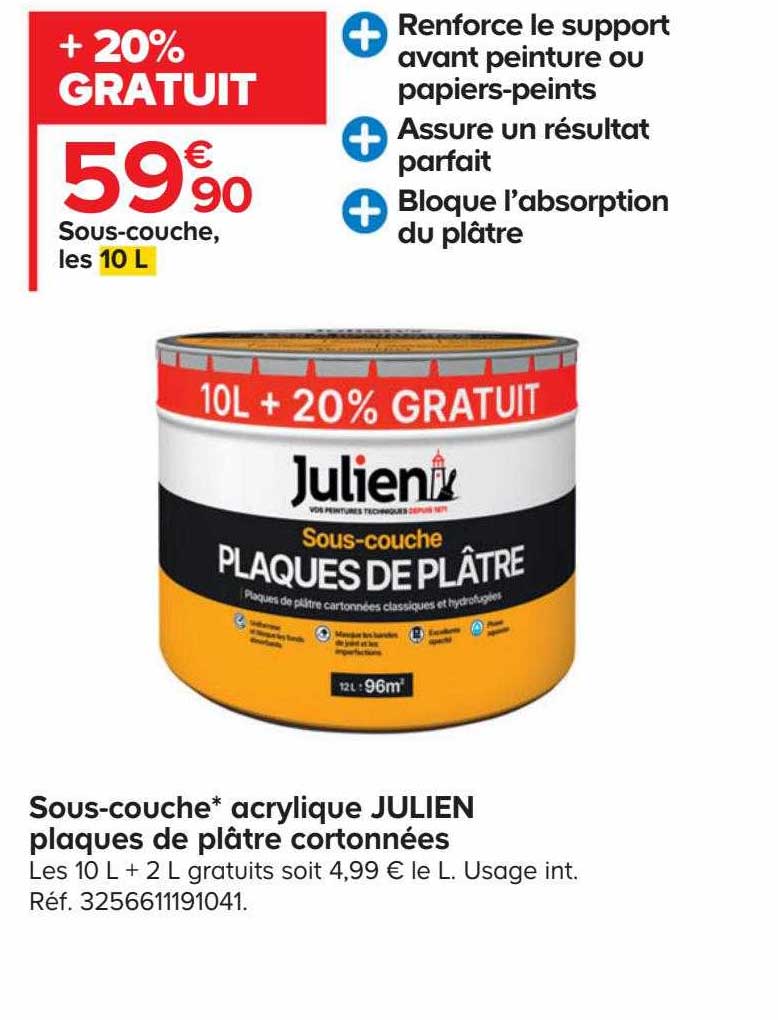 Sous-couche Acrylique Julien Plaques De Plâtre Cortonnées