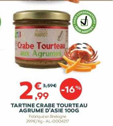 tartine crabe tourteau agrume d'asie 100 g