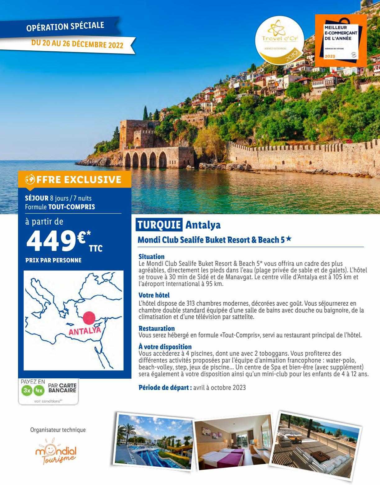 turquie antalya : mondi club sealife buket resort & beach 5*