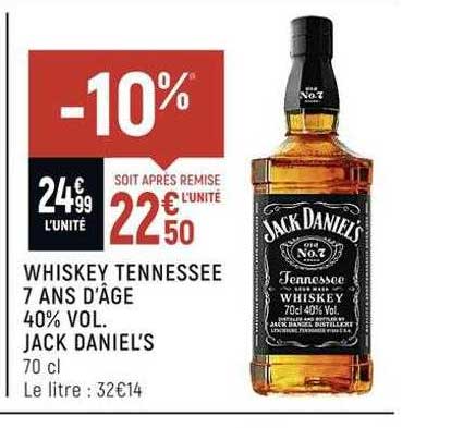 whiskey tennessee 7 ans d'âge 40% vol. jack daniel's