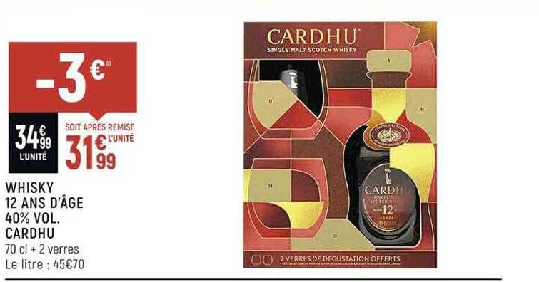 whisky 12 ans d'âge 40% vol. cardhu