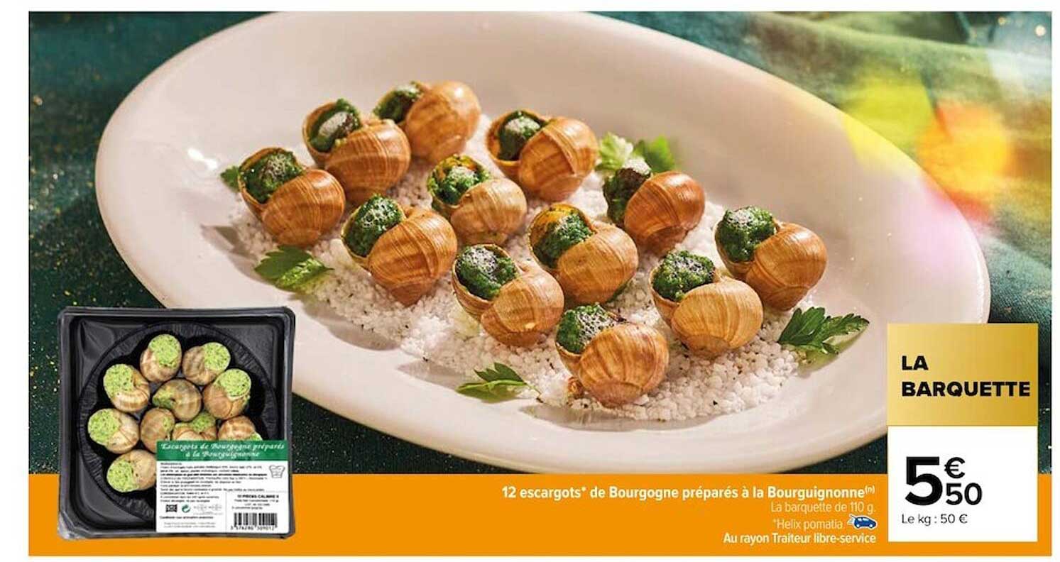 12 escargots de bourgogne préparés à la bourguignonne