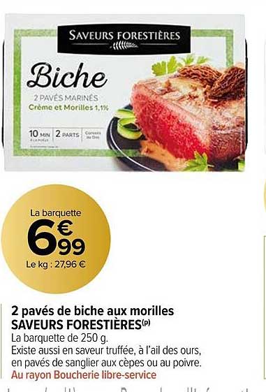 2 pavés de biche aux morilles saveurs forestières
