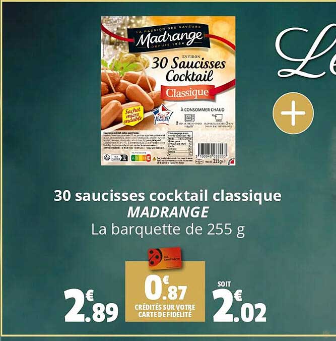 30 Saucisses Cocktail Classique Madrange