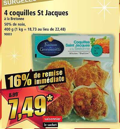 4 coquilles st jacques