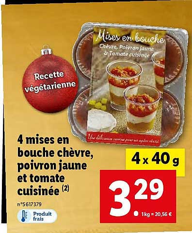 4 mises en bouche chèvre, poivron jaune et tomate cuisinée