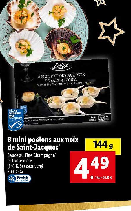 8 mini poêlons aux noix de saint-jacques