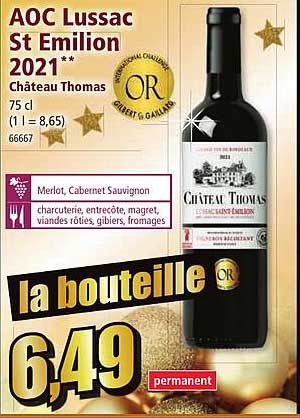 aoc lussac st emilion 2021 château thomas