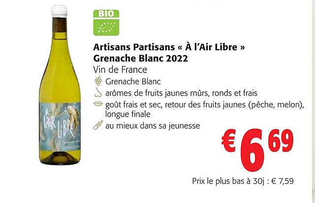 arisans partisans <<a l'air libre>> grenache blanc 2022
