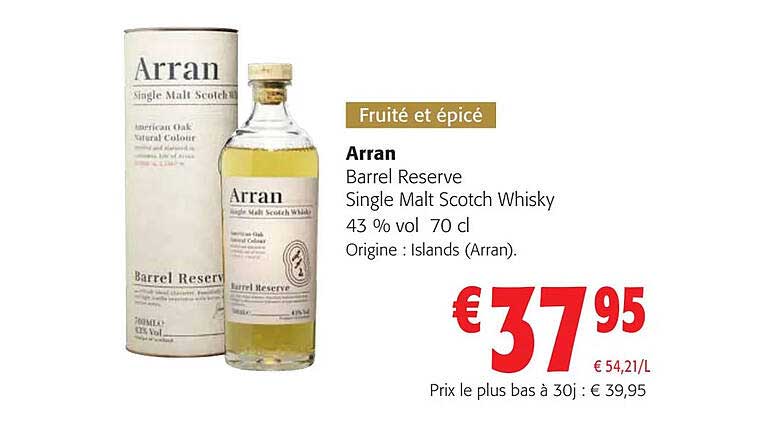 arran barrel reserve single malt scotch whisky