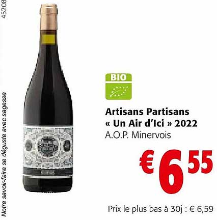 artisan partisans «un air d'ici» 2022 aop minervois