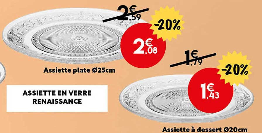 assiette plate ø25 cm, assiette à dessert ø20 cm