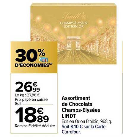 assortiment de chocolats champs-élysées lindt