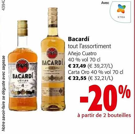 bacardí añejo cuatro, carta oro