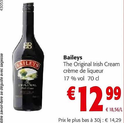 baileys the original irish cream crème de liqueur