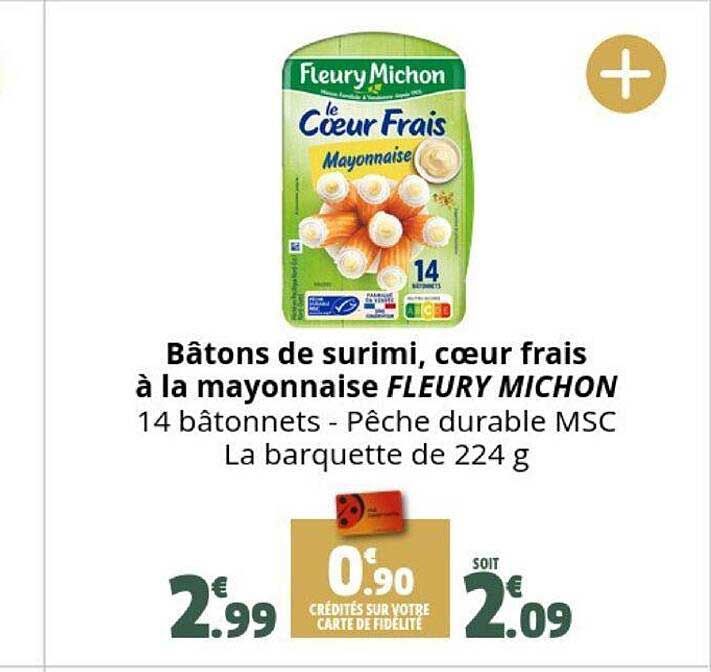 bâtons de surimi, cœur frais à la mayonnaise fleury michon