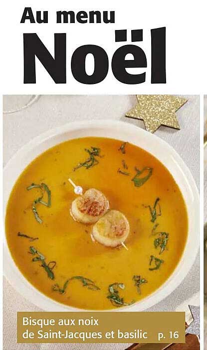 bisque aux noix de saint-jacque et basilic