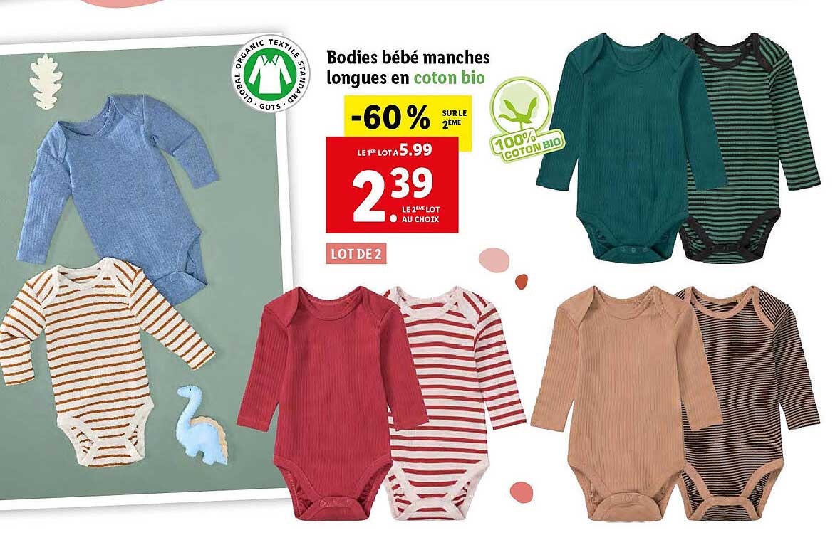 bodies bébé manches longues en coton bio