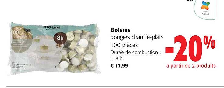bolsius bougies chauffe-plats 100 pièces