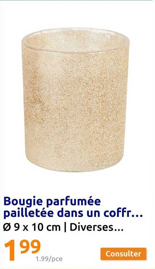 bougie parfumée pailletée dans un coffr...