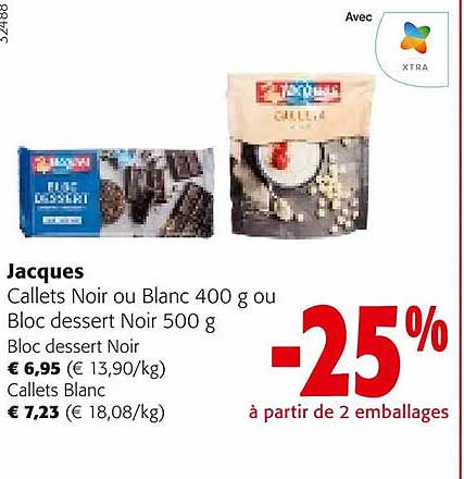 callets noir ou blanc ou bloc dessert noir jacques