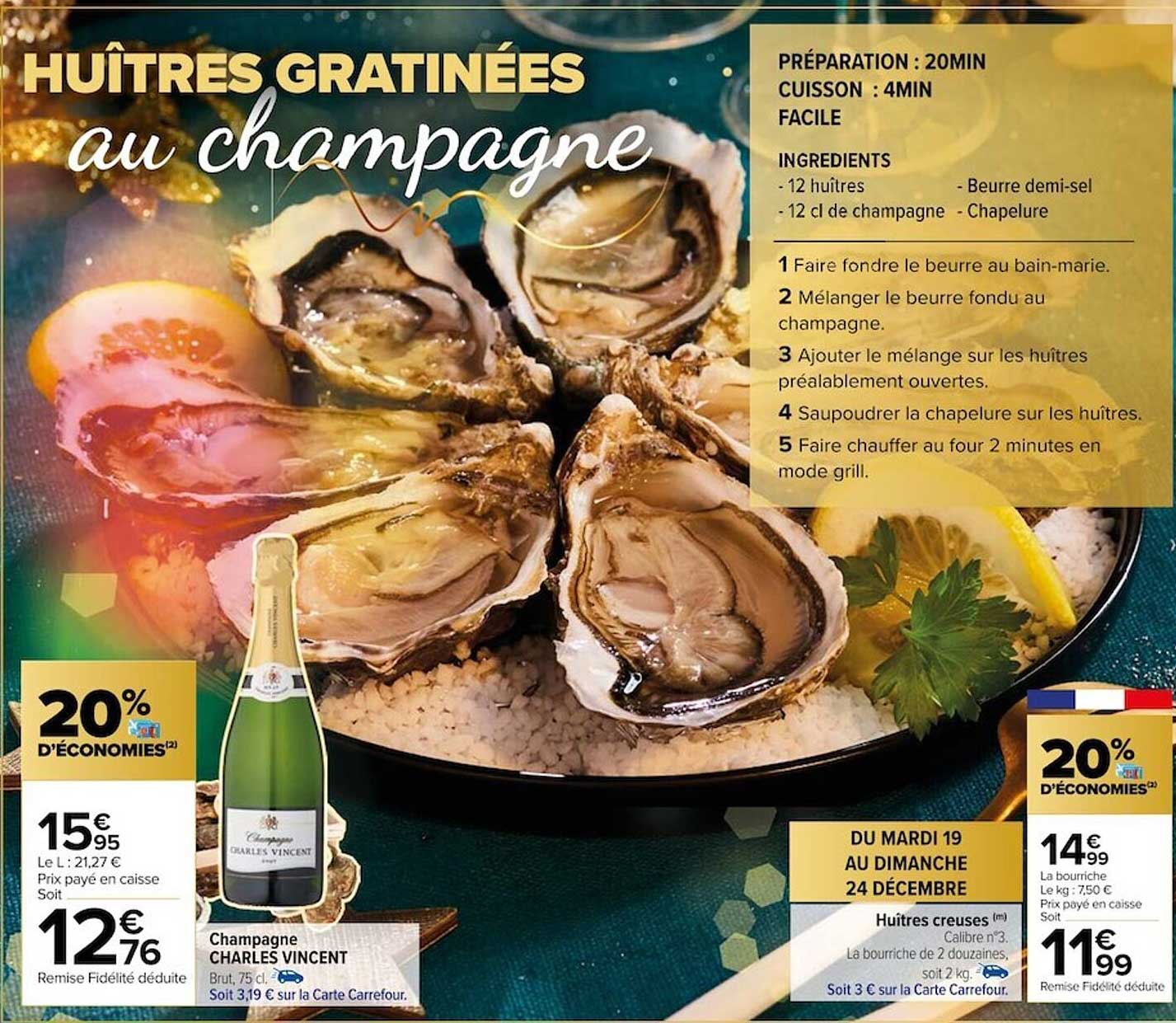 champagne charles vincent, huîtres creuses