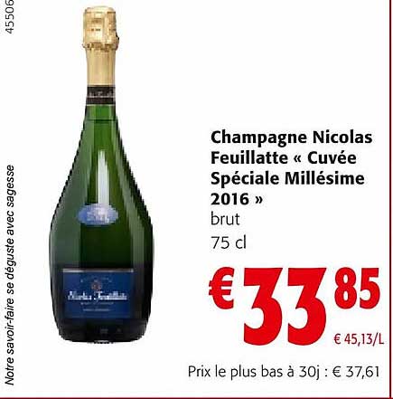 champagne nicolas feuillatte «cuvée spéciale millésime 2016»
