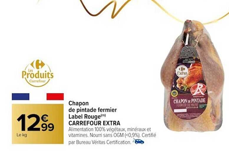 chapon de pintade fermier label rouge carrefour extra