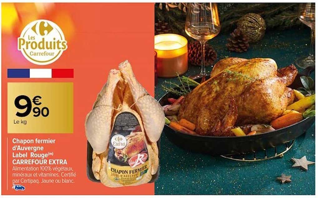 chapon fermier d'auvergne label rouge carrefour extra