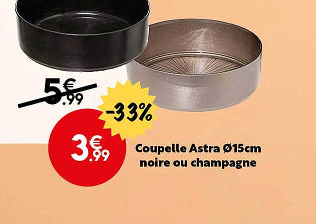 coupelle astra ø15 cm noire ou champagne