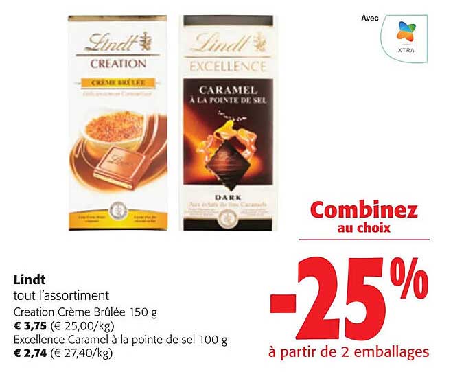 création crème brûlée, excellence caramel à la pointe de sel lindt