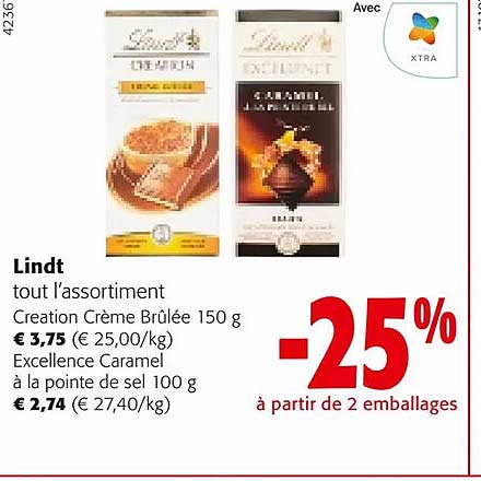 création crème brûlée, excellence caramel à la pointe de sel lindt