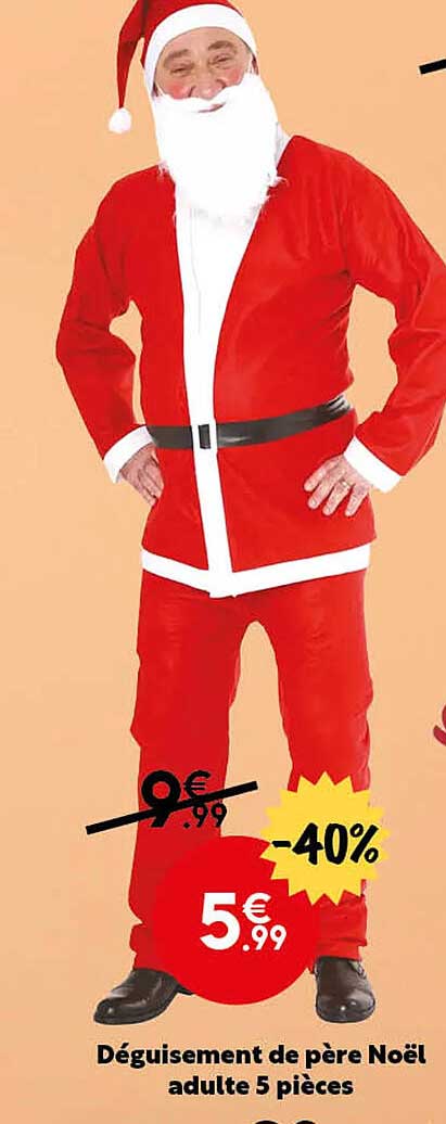 déguisement de père noël adulte 5 pièces