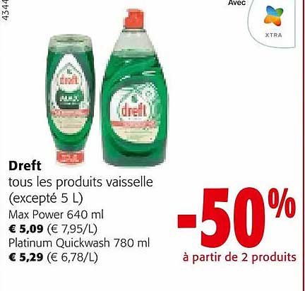 Dreft Produits Vaisselle Max Power, Platinum Quickwash