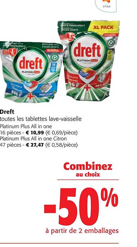 dreft tablettes lave-vaisselle platinum plus all in one